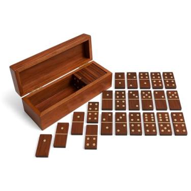 Imagem de Dominoes Set- 28 Piece Domino Tiles Set, Handcrafted Classic Numbers Table Game with Wooden Storage Case