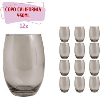 Imagem de Kit 12 Copos California Redondo Vidro Cinza Mesa Posta 450ml - PRATICA