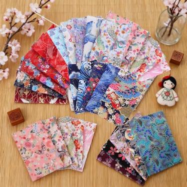 Imagem de Pacote de tecido de artesanato de algodão 5 peças, patchwork, 25 x 20 cm (25 x 20 cm) pano de embrulho de algodão colorido estilo japonês quadrado acolchoado costura patchwork tecido, scrapbook faça