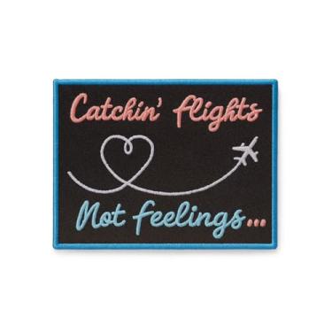 Imagem de embellish vibes Catching Flights not Feelings Patch bordado com ferro ou costurado para viajar em voo para sua mochila, bolsa, chapéu, jaqueta, aplique de bordado de costura DIY, roupa de férias, 3,5