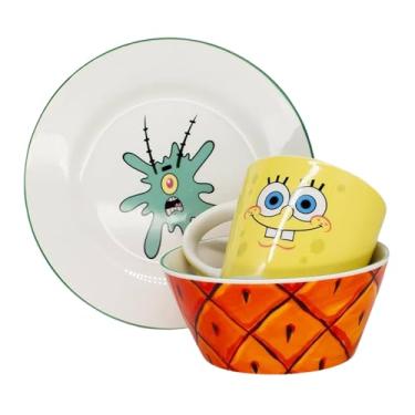 Imagem de Zonacriativa – Kit Café da Manhã Bob Esponja | Caneca, Bowl e Prato em Cerâmica Resistente | Para Lanches/Refeições Rápidas e Divertidas - Café da Tarde Personalizado e Especial
