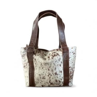 Imagem de Bolsa de couro bovino marrom vintage Ranch Junkie Highlands, Mancha marrom