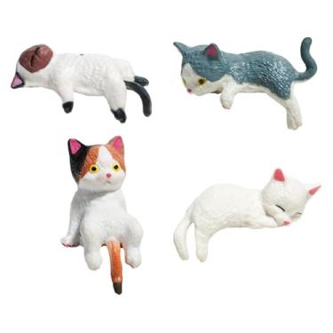 Imagem de FLCPJGV Conjunto de 4 peças de decoração para painel de computador com figuras de gatos. Enfeites para tela de navegação.