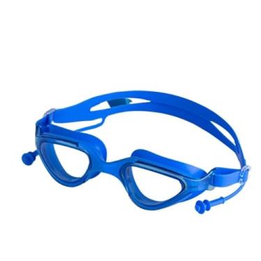 Imagem de Óculos De Natação Profissional Anti-Embaçamento Com Protetor De Ouvido Óculos de Mergulho Para Piscina Mar(Azul)