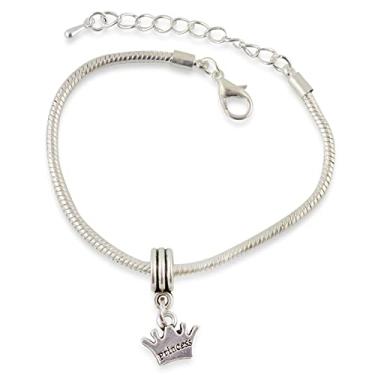 Imagem de Emerald Park Jewelry Coroa com pingente de corrente de cobra com texto de princesa