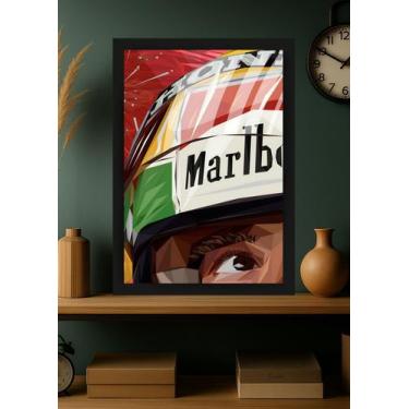 Imagem de Quadro Ayrton Senna Emoção com Vidro e Moldura Preta Tam:A4 - Spark Lo