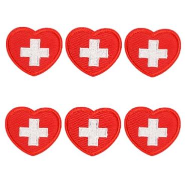 Imagem de Pacote com 6 adesivos médicos requintados em forma de coração de enfermeira bordados a ferro em camisetas jeans, jaquetas e apliques de roupas