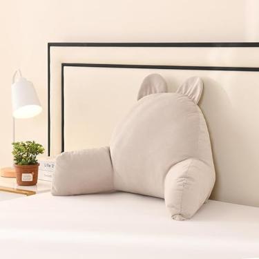 Imagem de MFWJ Almofada de leitura para sentar na cama com encosto, almofada de encosto de cunha para adultos com capa lavável nos braços, almofada fofa de orelha de gato para sentar na cama, chão, sofá para
