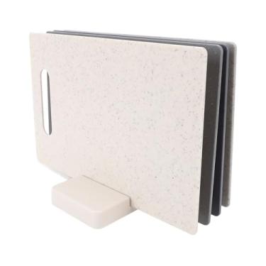 Imagem de TOPINCN Conjunto de Tábua de Corte de 4 Unidades, Tábuas de Corte de Cozinha de Plástico Com Bordas Antiderrapantes e Tapete de Corte Seguro para Máquina de Lavar Louça para Carne,