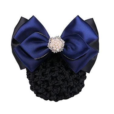 Imagem de Clipe de mola com laço acessórios de cabelo vintage clipe de rabo de cavalo para meninas presentes pérola hotel enfermeira rede de cobertura (R)