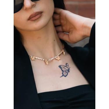 Imagem de Suco de ervas semipermanente realista borboleta cobra rosa com duração de 14 dias tatuagens temporárias à prova d'água não reflexivo braço pescoço corpo tatuagem adesivo 1