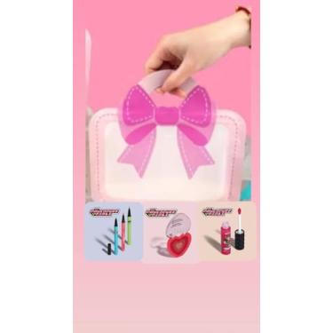 Imagem de Combo Presente As Meninas Super Poderosas, Kit Canetas Delineadoras + Blush Compacto + Lip Oil Rosa + sacola de plático de laço