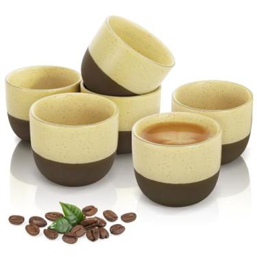Imagem de DEAYOU Conjunto de 6 xícaras de café expresso de cerâmica, copos empilháveis de 120 ml para café e chá, acessórios de café expresso de parede grossa para máquina de café expresso, café, sem alças
