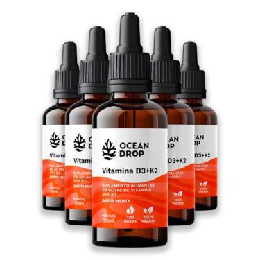 Imagem de Kit 5 Vitamina D3 K2 30ml Ocean Drop Sabor Menta