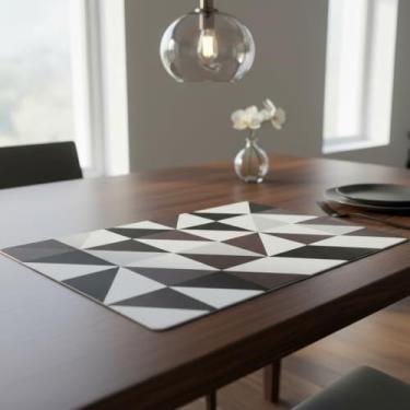 Imagem de Conjunto 2 Lugares Jogo Americano De Mesa, Impermeável Polipropileno Retangular 43cm x 28cm Resistente Fácil De Limpar (Triângulo)