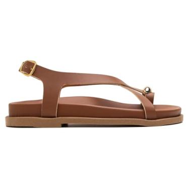 Imagem de Sandalia Papete Flat Feminina - Sandalia de Tiras Luxo Tendencia Moda (Caramelo, BR, Adulto, Numérico, 37)