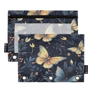 Imagem de Wassud Pastas de fichário com 3 furos, pastas de bolso com borboleta dourada, pasta organizadora de arquivos para escritório em casa, pacote com 2