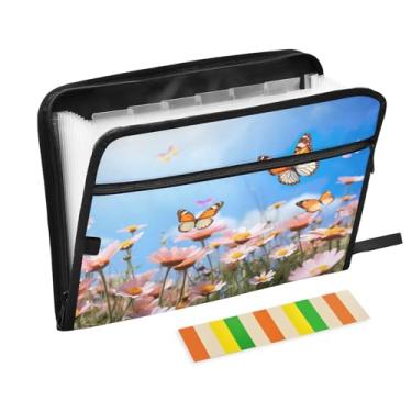 Imagem de Wassud Blue Sky Acordeão Organizador de Arquivos Letra A4 Pasta de Arquivo de Papel Organizador de Documentos com Etiquetas Pasta de Arquivo Expansível 13 Bolsos