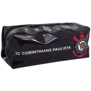 Imagem de Estojo Simples Corinthians PVC GG Cristal Transparente - DAC