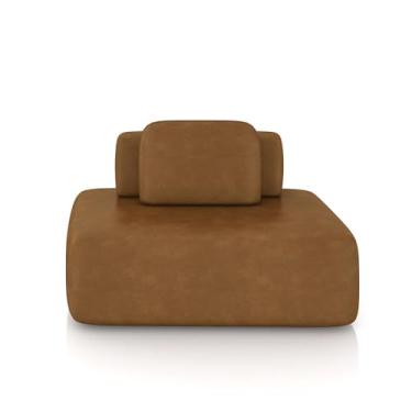 Imagem de Sofá Ilha Sala de Estar Modulado Dakota 142cm Encosto Almofada Solta PU Caramelo G33 - Gran Belo