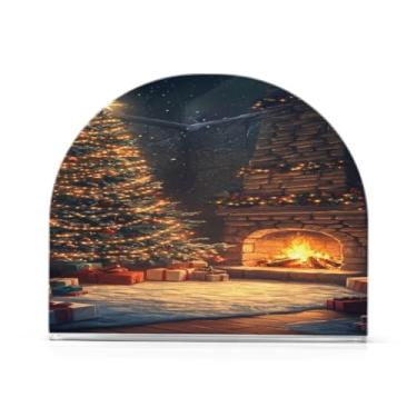 Imagem de Qilmy Lindo porta-guardanapos de árvore de Natal para mesas, porta-guardanapos de papel de placa acrílica elegante, dispensador de papel de seda independente moderno para jantar, sala de estar