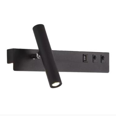 Imagem de Arandela de parede giratória para cabeceira, luminária de parede LED com porta USB/interruptor, 3 modos de cor, luz de destaque para quarto, sala de estar e hotel, 7W+3W