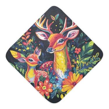 Imagem de Burbuja Toalha de banho colorida de cervo para bebês - Toalha com capuz de musselina macia e absorvente para recém-nascidos, 89 x 89 cm