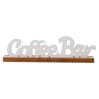 Imagem de Sintosin Placas de café rústicas para mesa de 40 cm, placas de madeira brancas envelhecidas feitas à mão para decoração de peças de centro de mesa, acessórios de cafeteria de fazenda, decoração para