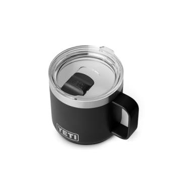 Imagem de YETI Rambler Caneca empilhável forrada de cerâmica de 400 ml, isolada a vácuo, aço inoxidável com tampa MagSlider, preta