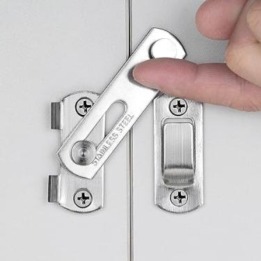 Imagem de 4 Pacote de Trancas Porta Grange Tranca Plegável em Aço Inoxidável Deslizante Armário Vinho Hardware Fácil Instalar