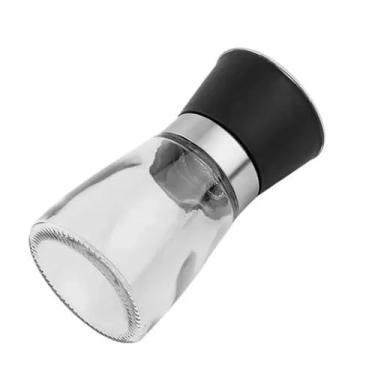 Imagem de Moedor Sal Grosso Pimenta Vidro Inox com Regulador Cerâmica - Ajuste Moagem Grossa Fina Cozinha Gourmet