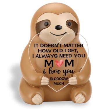 Imagem de CWGOTC Presente de mãe preguiça, presente significativo de dia das mães da filha ou filho, estatueta de preguiça sentimental para apreciação da mãe, decoração de mesa fofa lembrança para aniversário e