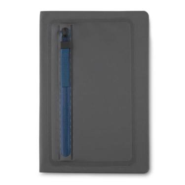 Imagem de Caderno de Anotações Executivo com Porta Objetos, Capa Dura em Material Sintético, 80 Folhas Pautadas, Cinza, 21,5x15,5x1,5cm (1, Azul)