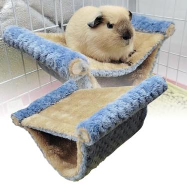 Imagem de Sanpyl Hamster Quente Rede Dupla Camada de Pelúcia Pendurado Cama, Material Macio, Fácil de Limpar, Perfeito para Esquilos Ursos Dourados, Chinchilas (Azul)