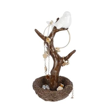 Imagem de UFAIRV Porta-joias retrô para ramos, exibição de suporte, suporte de torre de árvore de pássaros, organizador de pendurar para anéis, brincos, colar, pulseira, adequado para salas de estar, banheiros