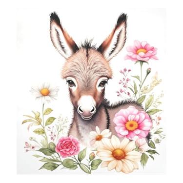 Imagem de Adesivo magnético de capa de lava-louças com flores de burro, capa decorativa de ímãs de lava-louças, 58 cm L x 66 cm A