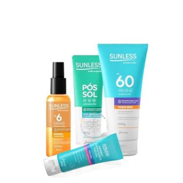 Imagem de Kit Verão Perfeito: FPS 60 200g, Óleo Bronzeador, Pós-Sol Corporal e Hidratante Facial da Sunless