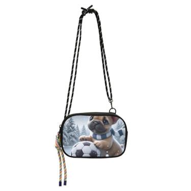 Imagem de TSENQUE Bolsas transversais pequenas para mulheres, carteira para celular, pochete fofa, cachorro, buldogue, cachorrinho, bolsas de ombro