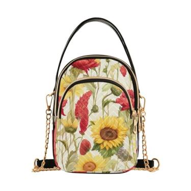 Imagem de Suculentas coloridas em uma bolsa de ombro branca, bolsa de viagem transversal feminina, bolsa transversal de outono, Girassóis e milho em branco - 3, One Size