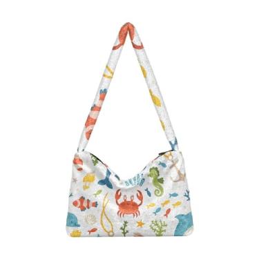 Imagem de Bolsas de ombro de galinha, sacola, bolsa de ombro feminina, Golfinhos de verão, One Size