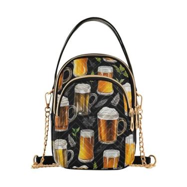 Imagem de GAIGEO Beautiful Beer Bolsas femininas transversais, bolsa tiracolo casual para mulheres, bolsa tiracolo pequena, Estampa de design Beer on Black - 4, One Size