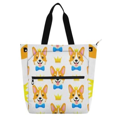 Imagem de GAIGEO Bolsa feminina fofa com laço azul para trabalho, lona, bolsa de tecido universitária, escola, reutilizável, com compartimentos