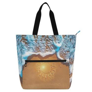 Imagem de GAIGEO Sun Sand Exotic Summer Beach Work Tote Bag para mulheres lona faculdade escola bolsa bolsa infantil linda bolsa com compartimentos