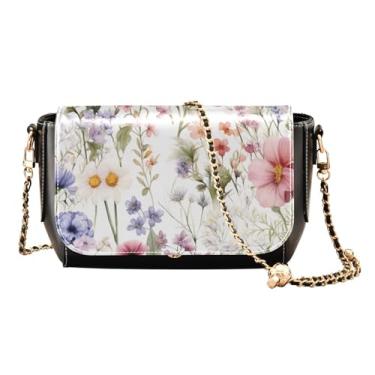 Imagem de Pink Roses by Milan Bolsas de ombro femininas, bolsas transversais de verão para mulheres, Aquarela flores silvestres 3, One Size