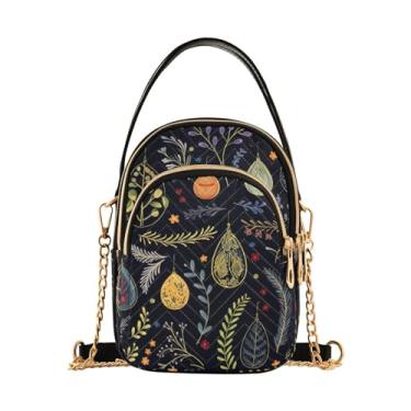 Imagem de Bolsa tiracolo feminina feita à mão com arte natalina, bolsa tiracolo moderna, bolsa tiracolo pequena para mulheres, Ornamentos e folhas de Natal Art-1, One Size