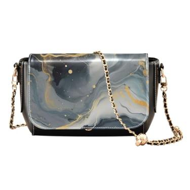 Imagem de Peônias rosa em listras pretas bolsas de couro transversais para mulheres, bolsa transversal de couro, bolsa tiracolo feminina de couro, Pintura abstrata dourada e preta branca-2, One Size