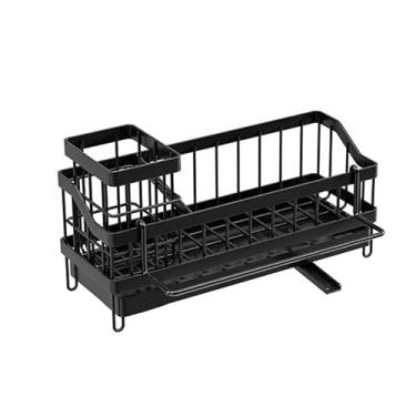 Imagem de gomfily Organizador de pia com suporte de esponja de sabão de alta escova e organizador de pia de cozinha – Soluções de armazenamento de aço inoxidável à prova de ferrugem na bancada