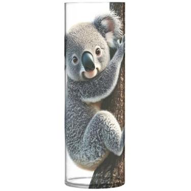 Imagem de Urso coala pendurado árvore cilindro vaso de flores decorativo personalizado vaso grande floral bonito decoração de quarto moderno, 30 cm x 9,9 cm