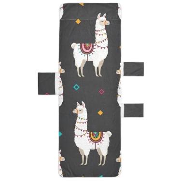 Imagem de Capa de toalha de cadeira de alpaca branca engraçada para espreguiçadeira de piscina com bolsos, linda espreguiçadeira de piscina, 203 x 76 cm
