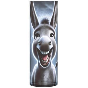 Imagem de Vasos cilíndricos decorativos para flores, cinza, engraçado, impressão de burro, vaso grande, fofo, estampa personalizada, decoração moderna de quarto, 30 cm x 9,9 cm